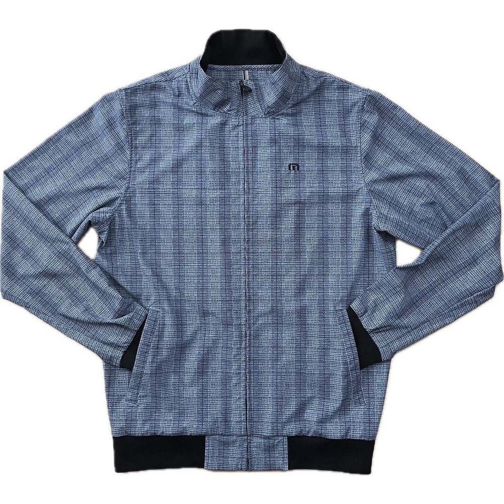 Travis Mathew Jacket Men Medium Golf Full Zip Windbreaker Stretch Geometric Blue